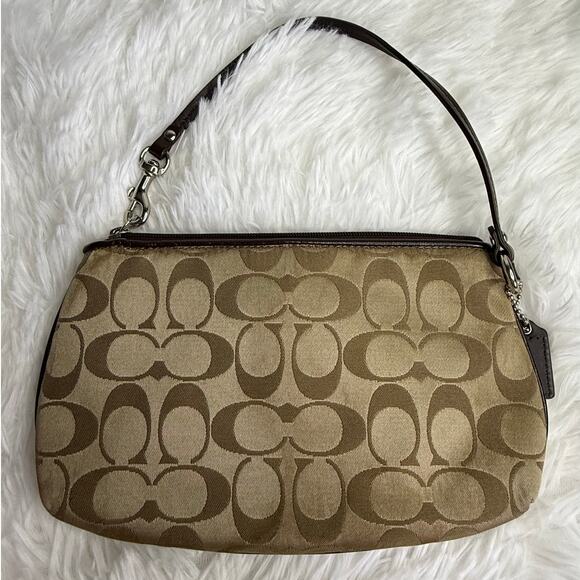 y2k COACH Brown Signature Canvas Wristlet - Picture 2 of 8